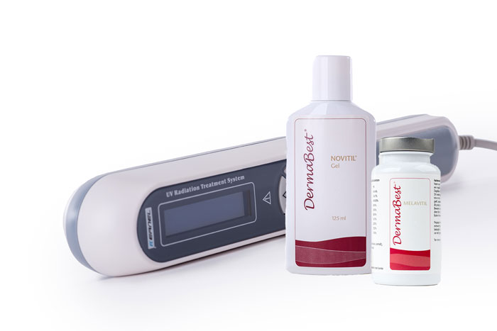 Pakket 2A: DermaBest® Melavitil + DermaBest® Novitil + UVB lamp Klein Zonder Batterij