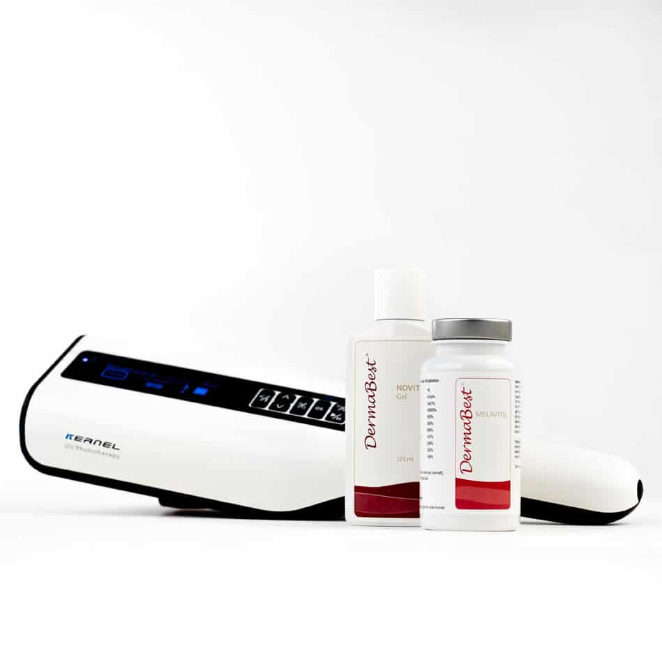 Pakket 3A: DermaBest® Melavitil + DermaBest® Novitil + UVB lamp Middel zonder batterij